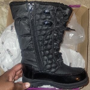 Totes Black Quilted Kids Boots